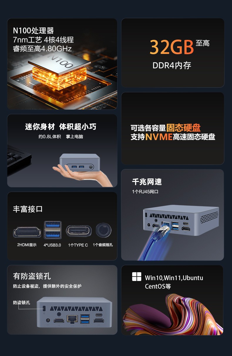 低功耗迷你電腦，掌上電腦 MIS-N100XAX 